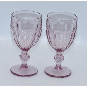 Libbey Pink Duratuff Gibraltar Lilac 6.75" Wine Tea Water Goblets - 2